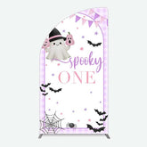 Lofaris Purple Boo Spooky One Halloween Birthday Half Moon Arch Backdrop